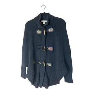 Michael Kors Poncho‎ Style Sweater Coat with Gold Tone Toggles XS